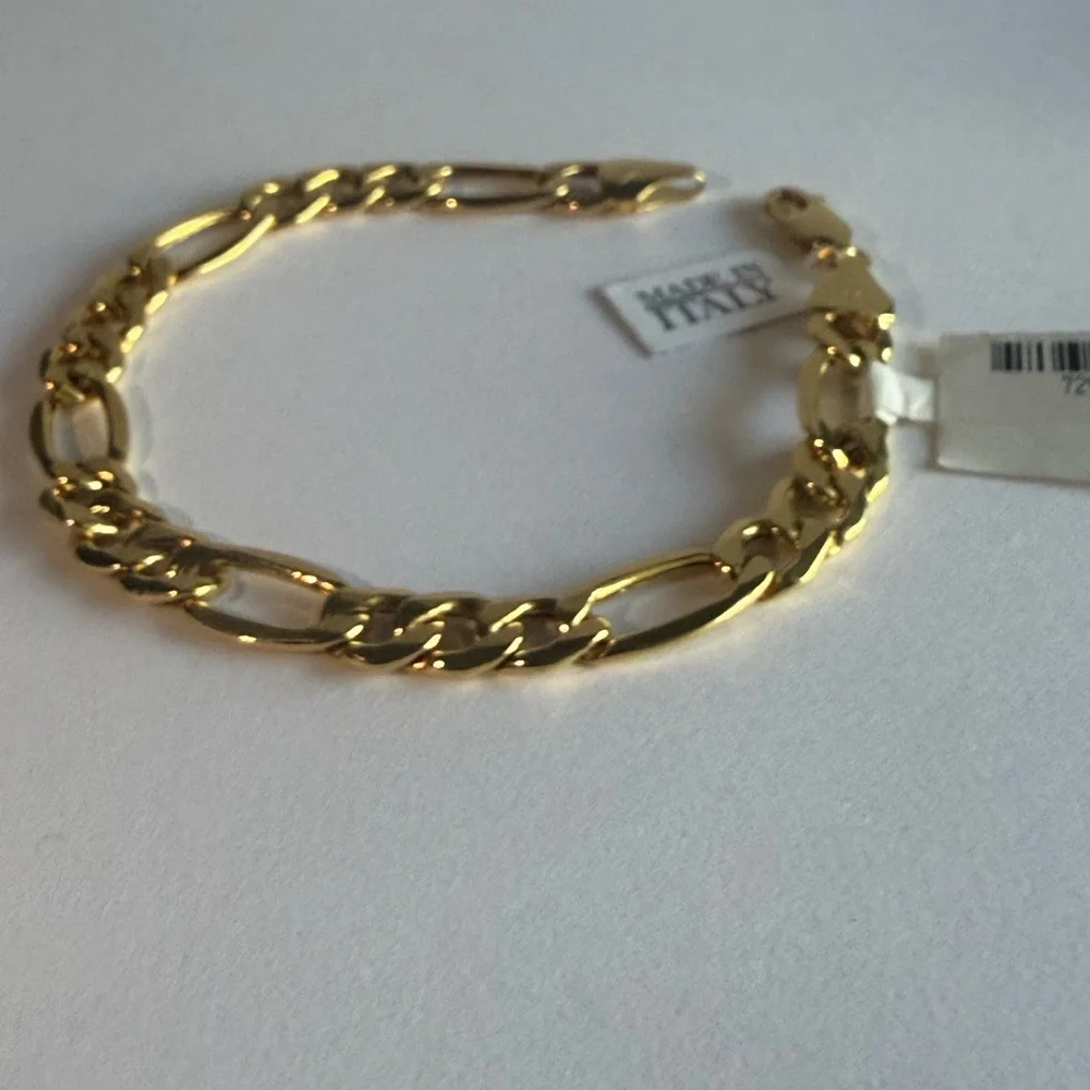 saks fifth avenue 14K Gold Mens Bracelet Figaro Made In Italy NWT $3770